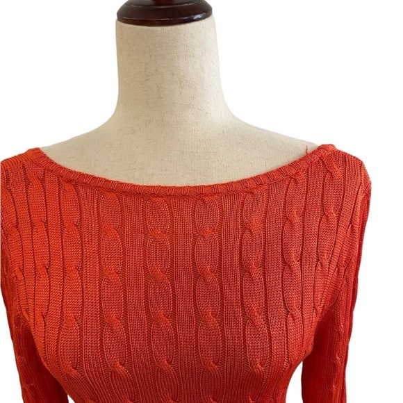 RALPH LAUREN BLACK LABEL 100% Silk Cableknit Scoop Back Sweater - Picture 2 of 13